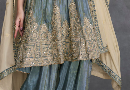 Grey Indian Wedding Outfit with Embroidery & Sequins for Sale