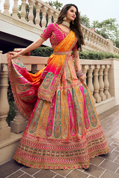 Roka-Nikah Wear Heavy Embroidered Worked Bridal Lehenga Choli with Belt & Latkan