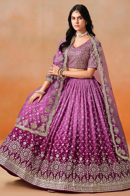 Eid Special Designer Purple Sequins & Zari Embroidery Work Lehenga Choli