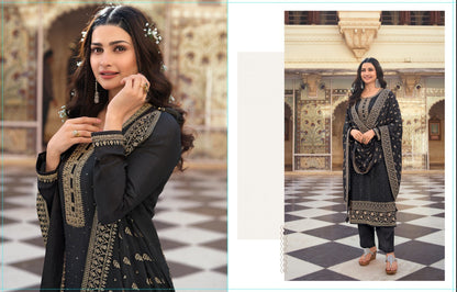 New Style Embroidered  Black Color Salwar Kameez For Wedding