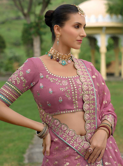 Traditional Embroidery Worked Stitched Lehenga Choli with Designer Blouse & Dupatta