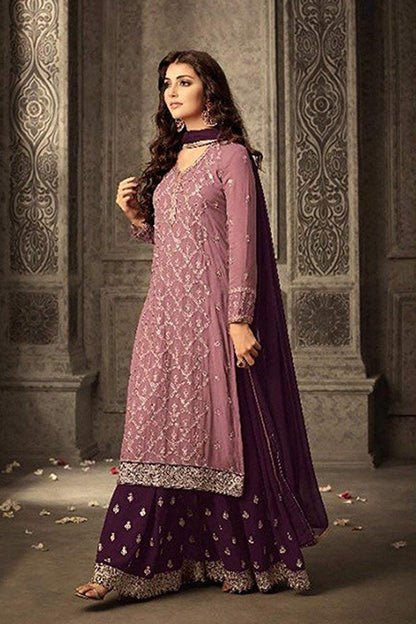 Rosewood Embroidered Bollywood Style Indian Palazzo Dress, Live in USA