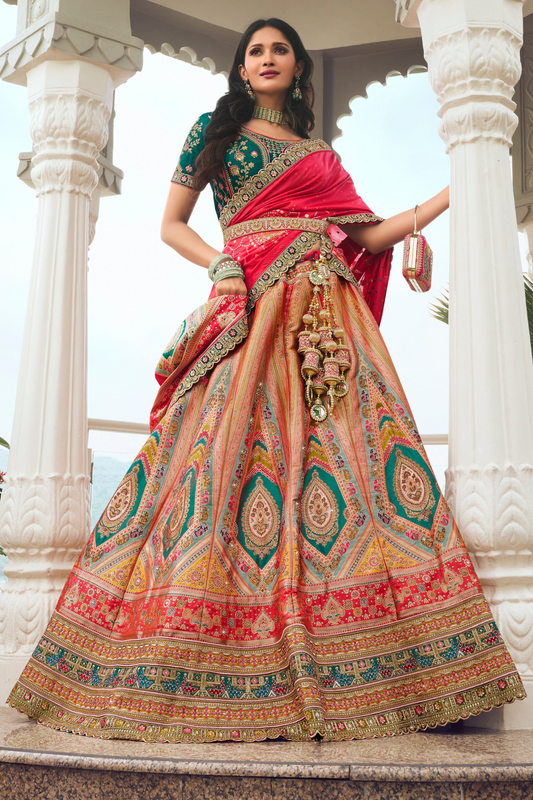 Wedding Reception Bridal Wear Heavy Embroidery Worked Lehenga Choli