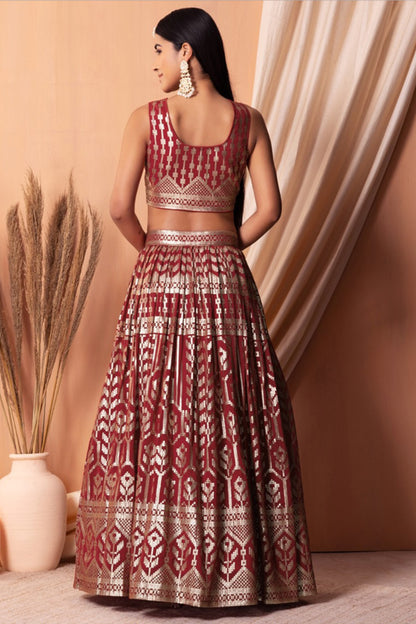 Ready To Wear Style Red Color Embroidery Work Lehenga With Dupatta