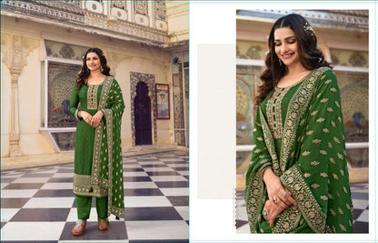 New Embroidered Green Color Salwar Kameez With Dupatta