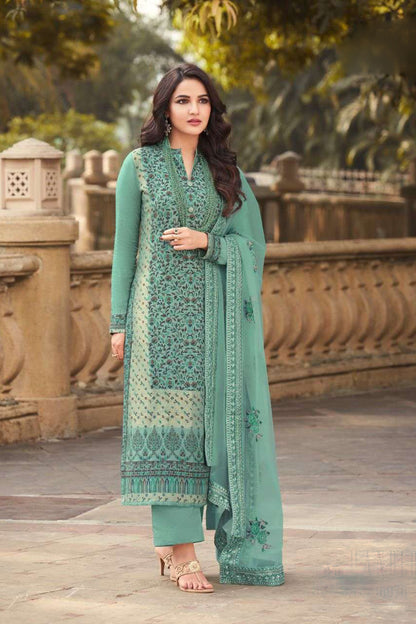 New Plus Size Green Color Salwar Kameez For Wedding-Recption