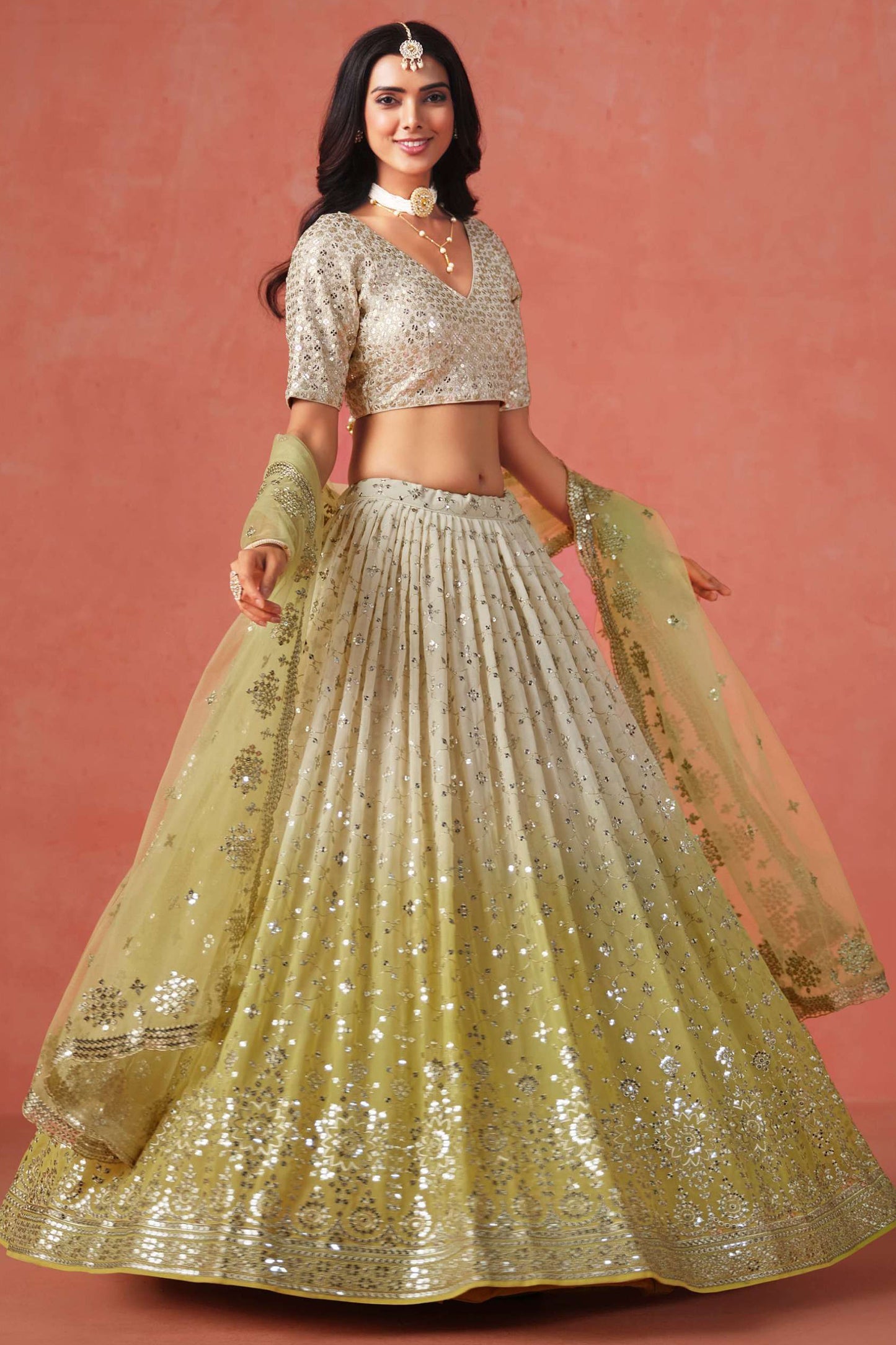 Indian Traditional Designer Georgette Fabric Lehenga Choli & Net Dupatta