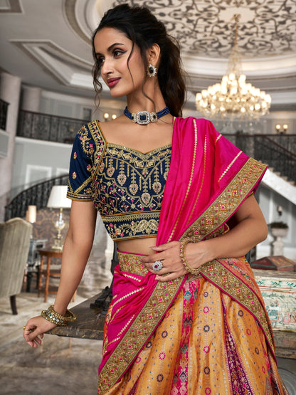 Newest Pink Color Multi Embroidery Work Trending lehenga For Special Wedding-Reception