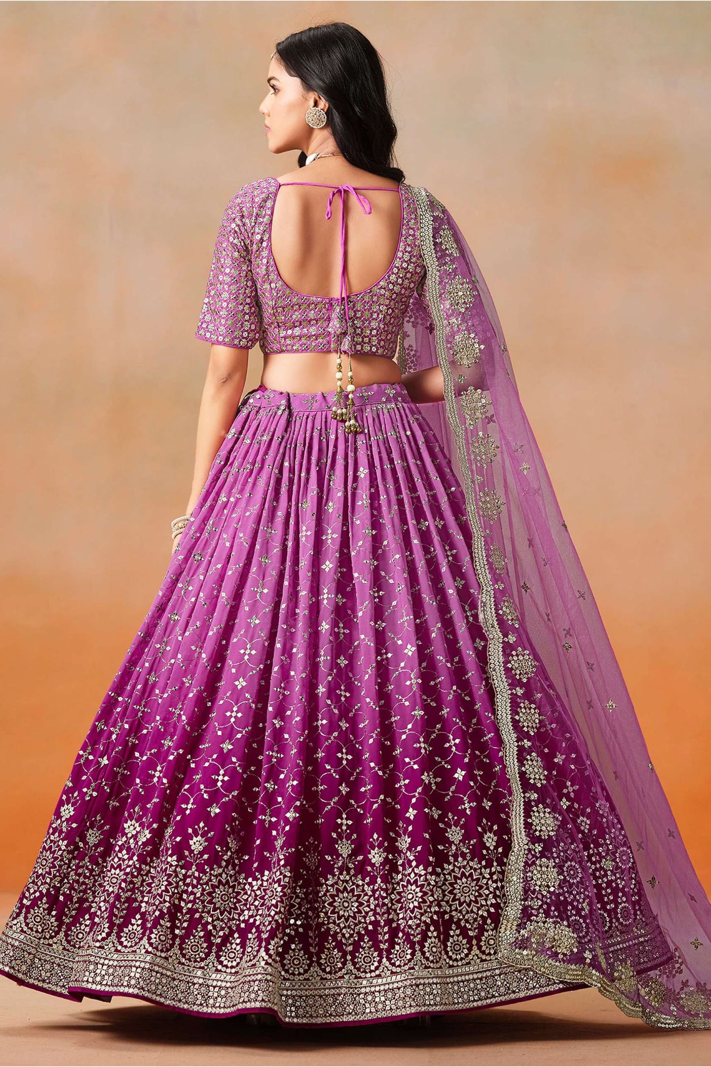 Eid Special Designer Purple Sequins & Zari Embroidery Work Lehenga Choli