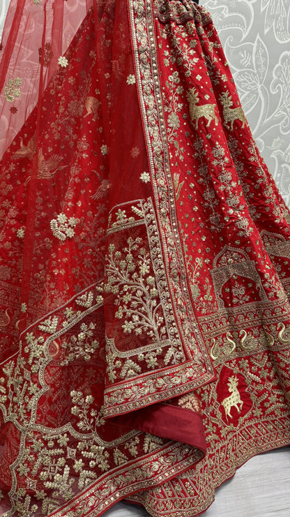 red lehenga,plus size available,Comfort Fit,Premium Fabric,Express Delivery.