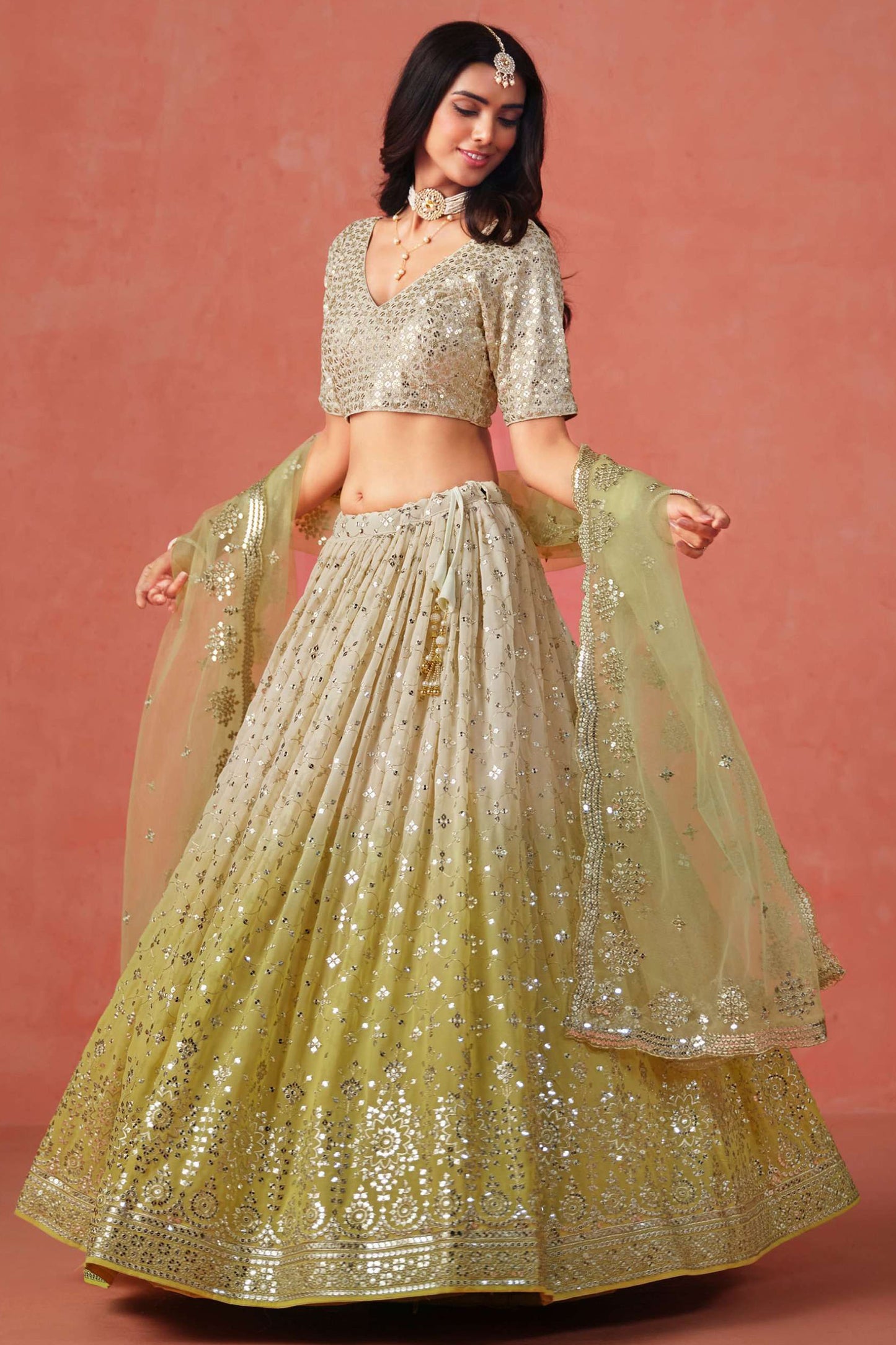 Indian Traditional Designer Georgette Fabric Lehenga Choli & Net Dupatta