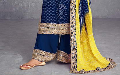 Reay To Wear Style Navy Color Plazzo Dress For Wedding-Festival
