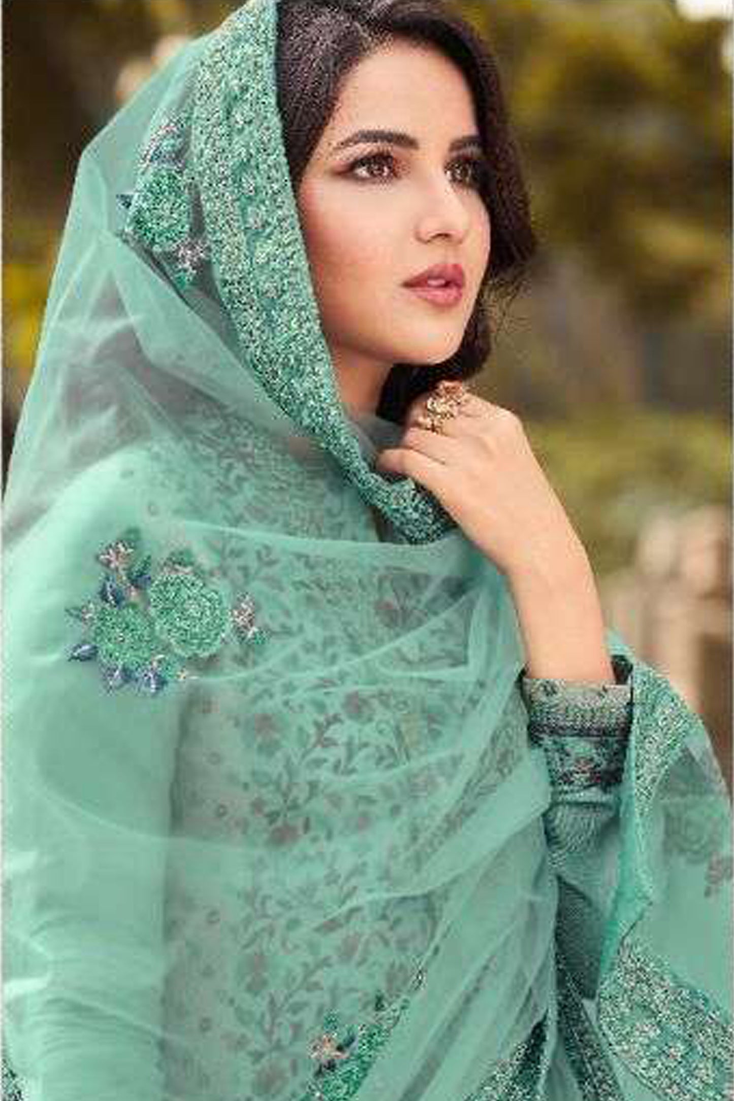 New Plus Size Green Color Salwar Kameez For Wedding-Recption