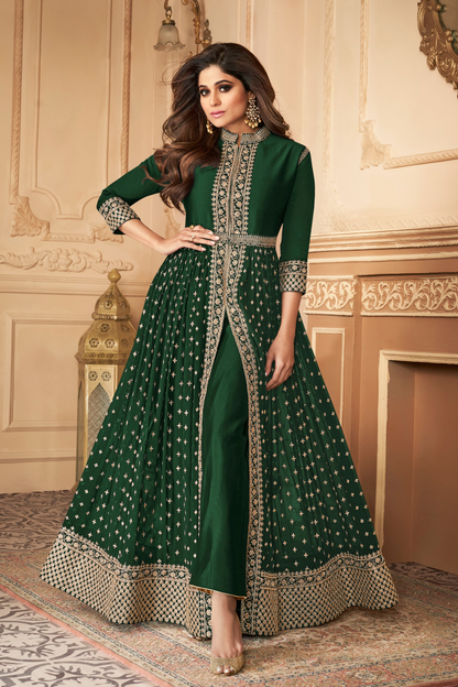 Rokah Nikah Function Party Ready Made Stylish Anarkali Dupatta Embroidery Worked Gown