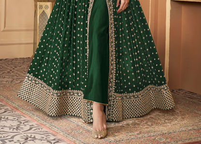 Stylish Rokah Nikah Anarkali Gown with Embroidered Dupatta