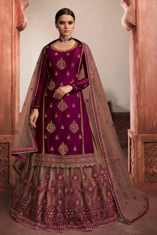 Beautiful Wedding Heavy Embroidery Worked Salwar Kameez Lengha With Silk Dupatta Suit