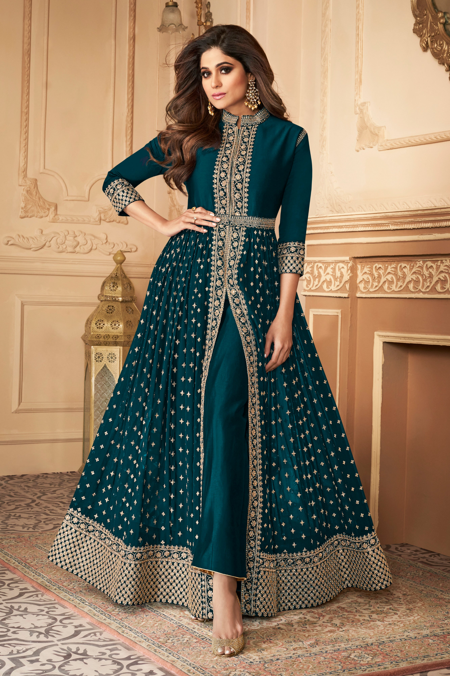 Beautiful Wedding Function Stylish Wear Anarkali Long Stitched Dupatta Gown