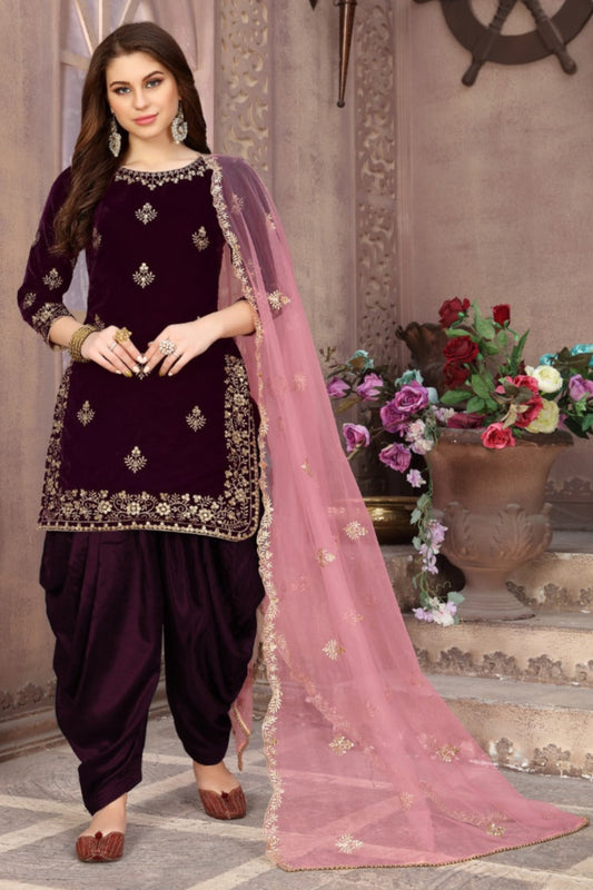 Designer Stitched Velvet Salwar Kameez Dupatta Dresses Function Party Wear