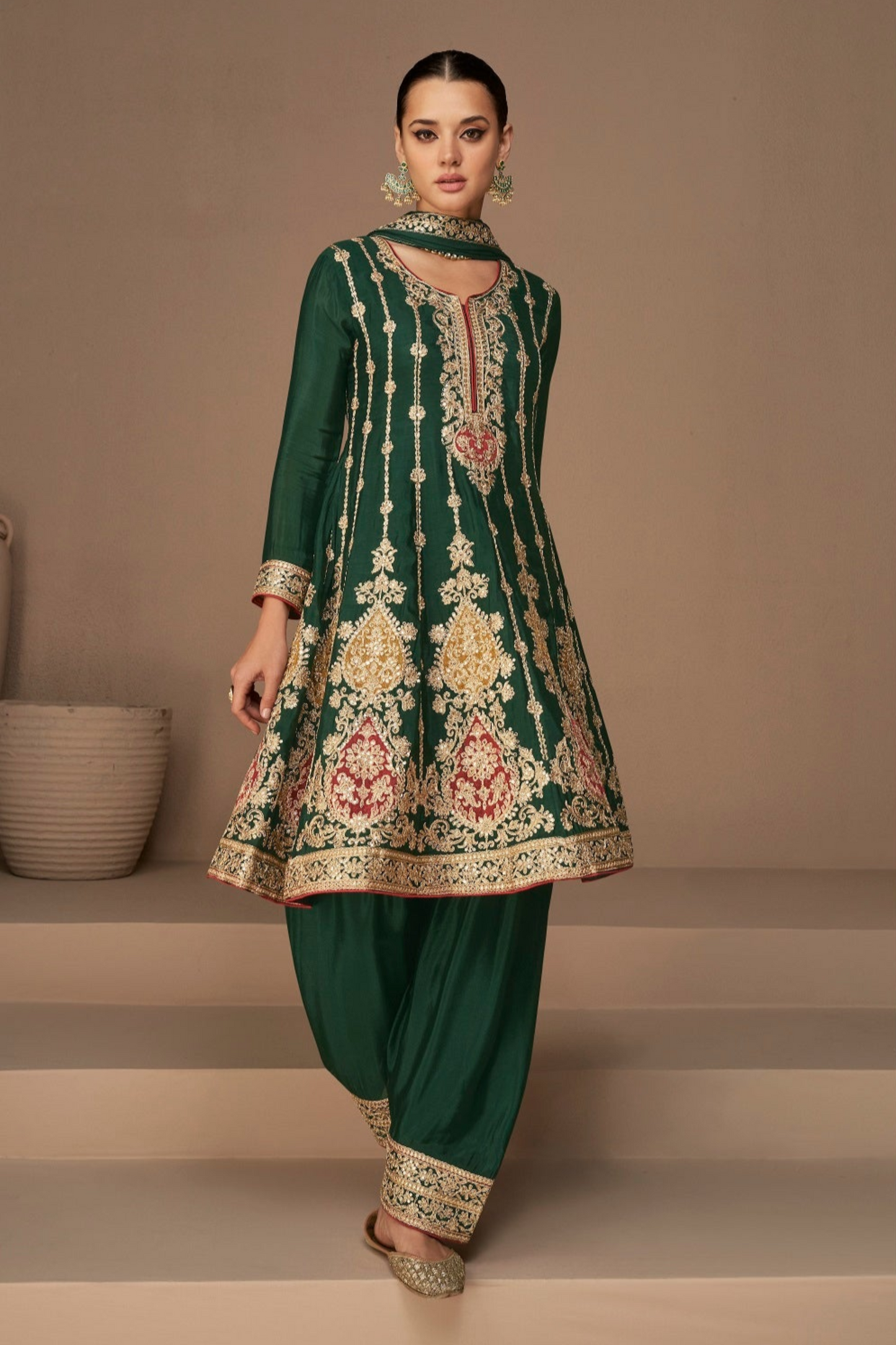 Pakisatni Rokah-nikah Wear Eid Festival Raady to Wear Salwar Kameez Worked Dupatta Dresses