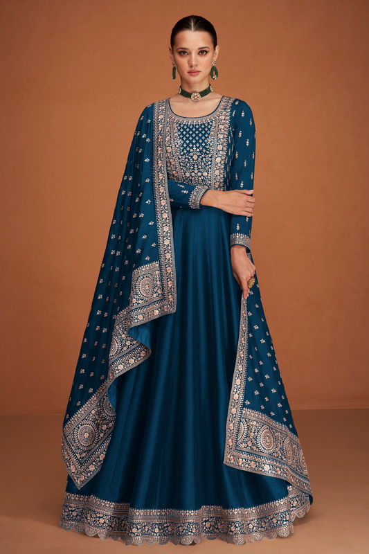 Wedding Reception Wear Women's Stylish Anarkali Gown Suits Ready to Wear Gorgeous Flared Long Gown