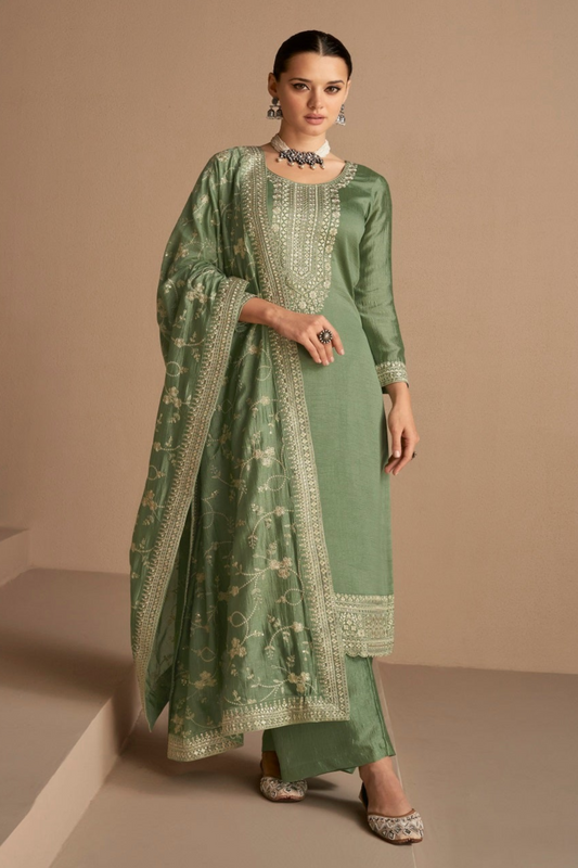 Beautiful Green Color Salwar Kameez Dupatta Dresses Function Wedding Party Treditonal Wear