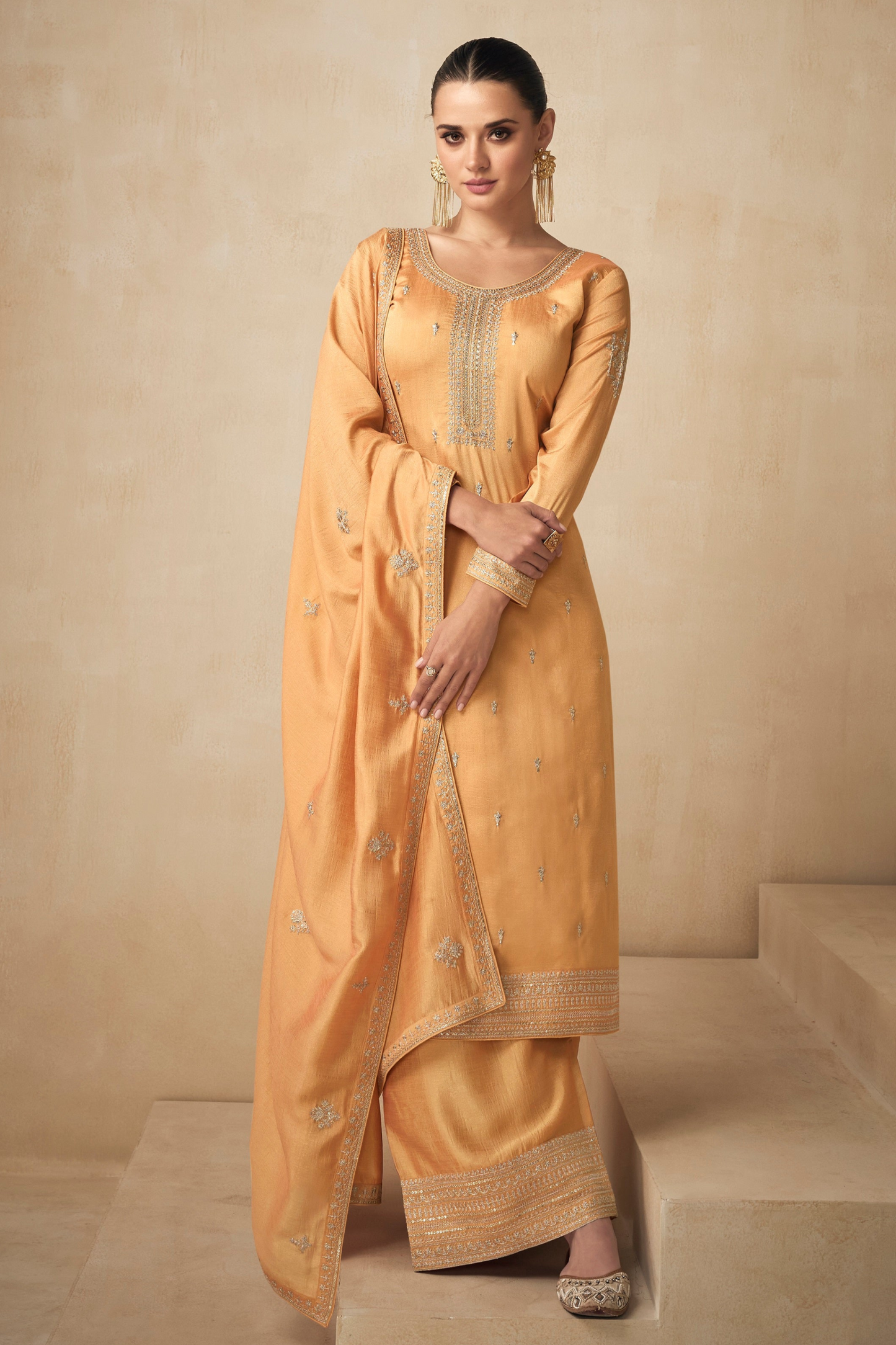 Events and Festivals Wear Indian Designer Salwar Kameez Embroidery Worked Plazzo Suits