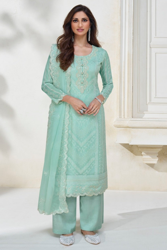 Indian Wedding Reception Function Party Salwar Kameez Embroidery Worked Dupatta Suit's