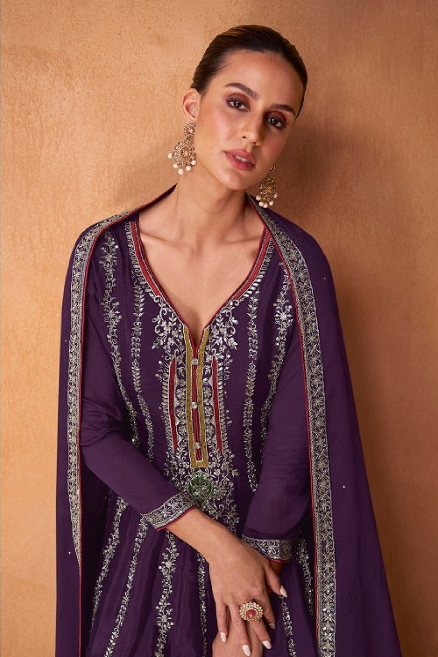 Heavy Embroidery Work Stitched Stylish Pakistani Salwar Kameez Palazzo With Dupatta