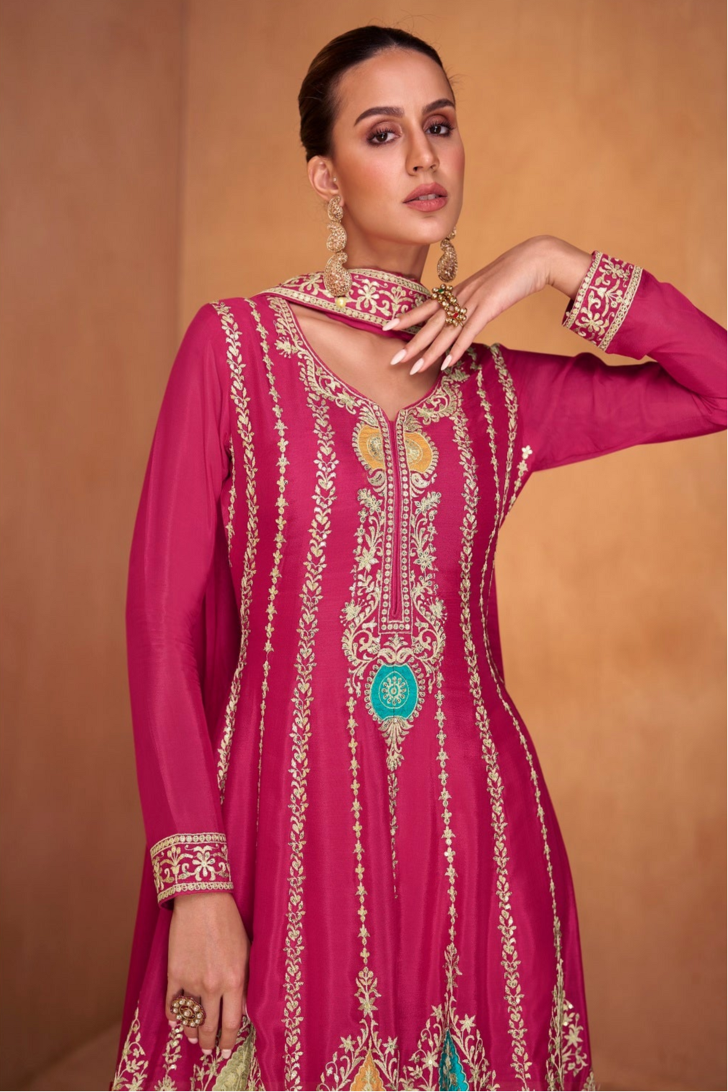 Designer Wedding Function Party Wear Ready Made Salwar Kameez Palazzo Dupatta Suit