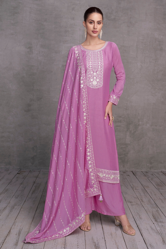 Roka Nikah Wear Women's Salwar Kameez Suits Ready made Pink Color Designer Plazzo Dresses