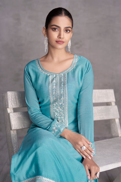 Beautiful Indian Designer Salwar Kameez Plazzo Suits Thread Embroidery Worked Dupatta