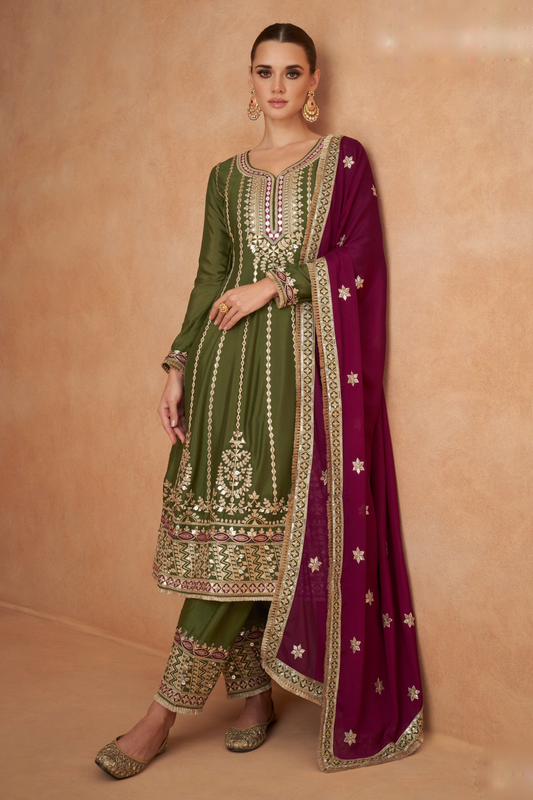 Pakistani indian Wedding Reception Party Wear Salwar Kameez Worked Dupatta Dresses