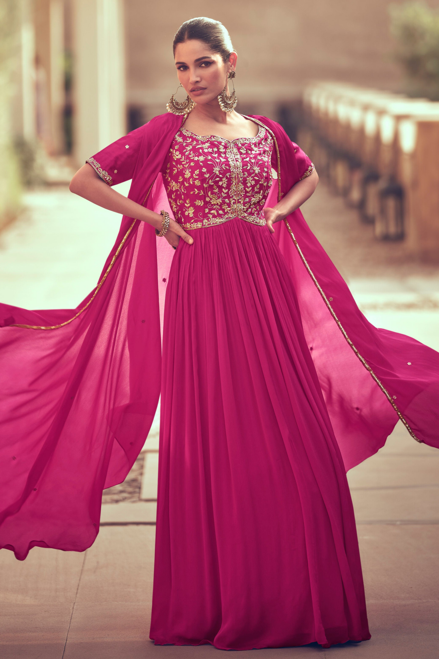 Heavy Embroidery Worked Stylish Eid Party Wear Full Floor Long Anarkali Dupatta Gown