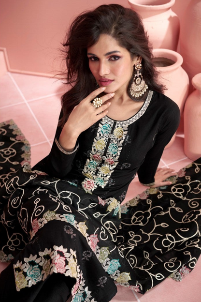 Black Color Indian Roka-NIkah Party Wear Designer Beautiful Salwar Kameez Suits