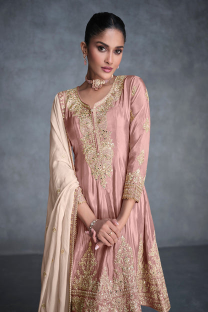 Peach Color Indian Designer Salwar Kameez Suits Eid-Ramadan Special Worked Outfits