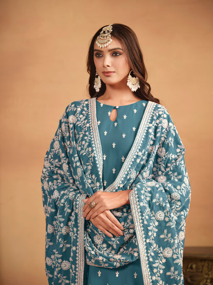Bright And Vibrant Blue Color Salwar Kameez Designs For Festive Occasion