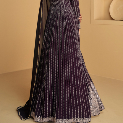 Bollywood Style Heavy Embroidery Floor-Length Anarkali Dupatta Dresses