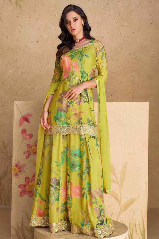 Pakisatni Indian Haldi Function Wear Salwar Kameez Dupatta Desinger Palazzo Suit's