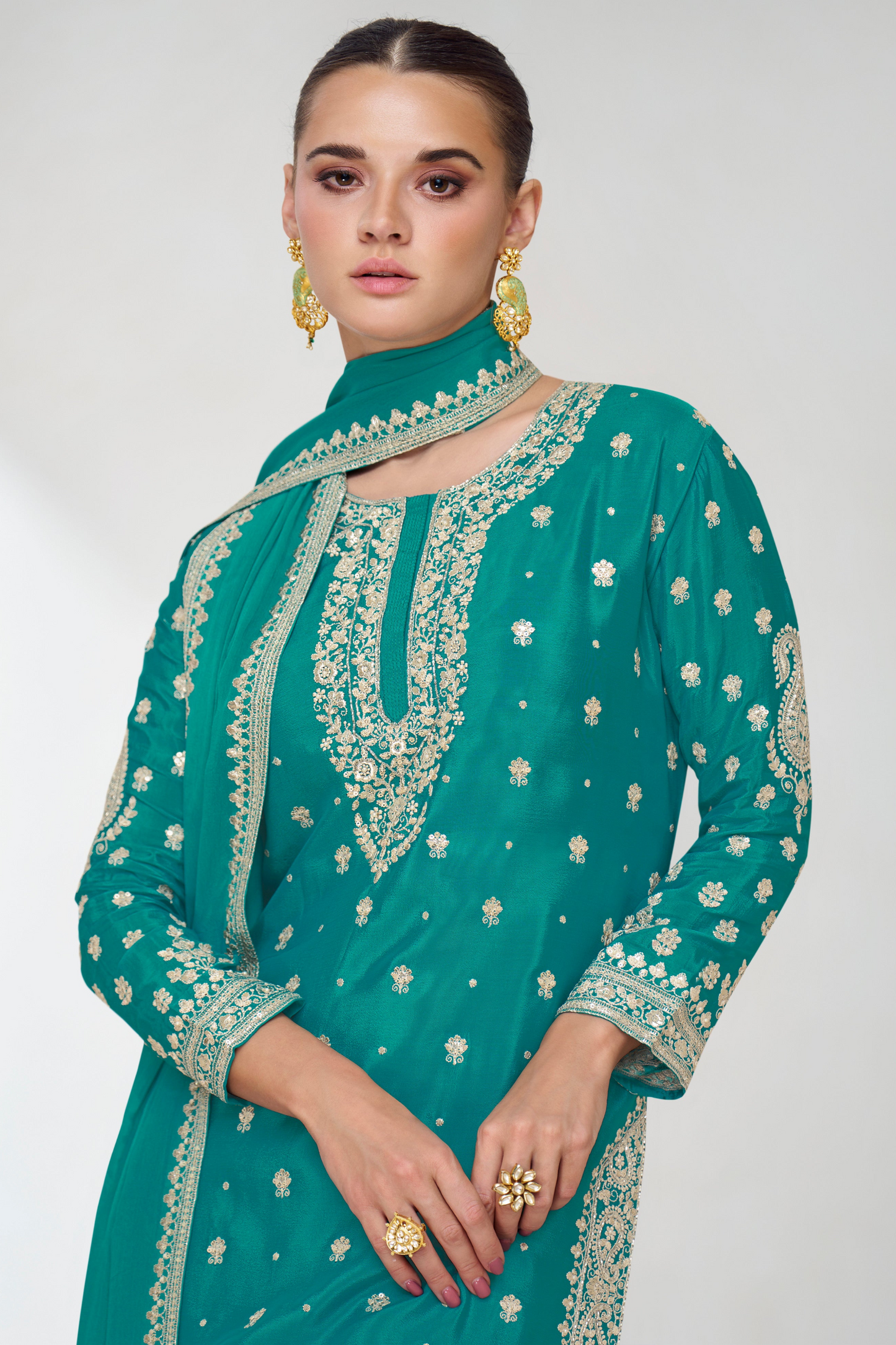 Women's Desinger Indian Wedding Function Party Readt to Wear Salwar Kameez Sharara Dupatta Suit