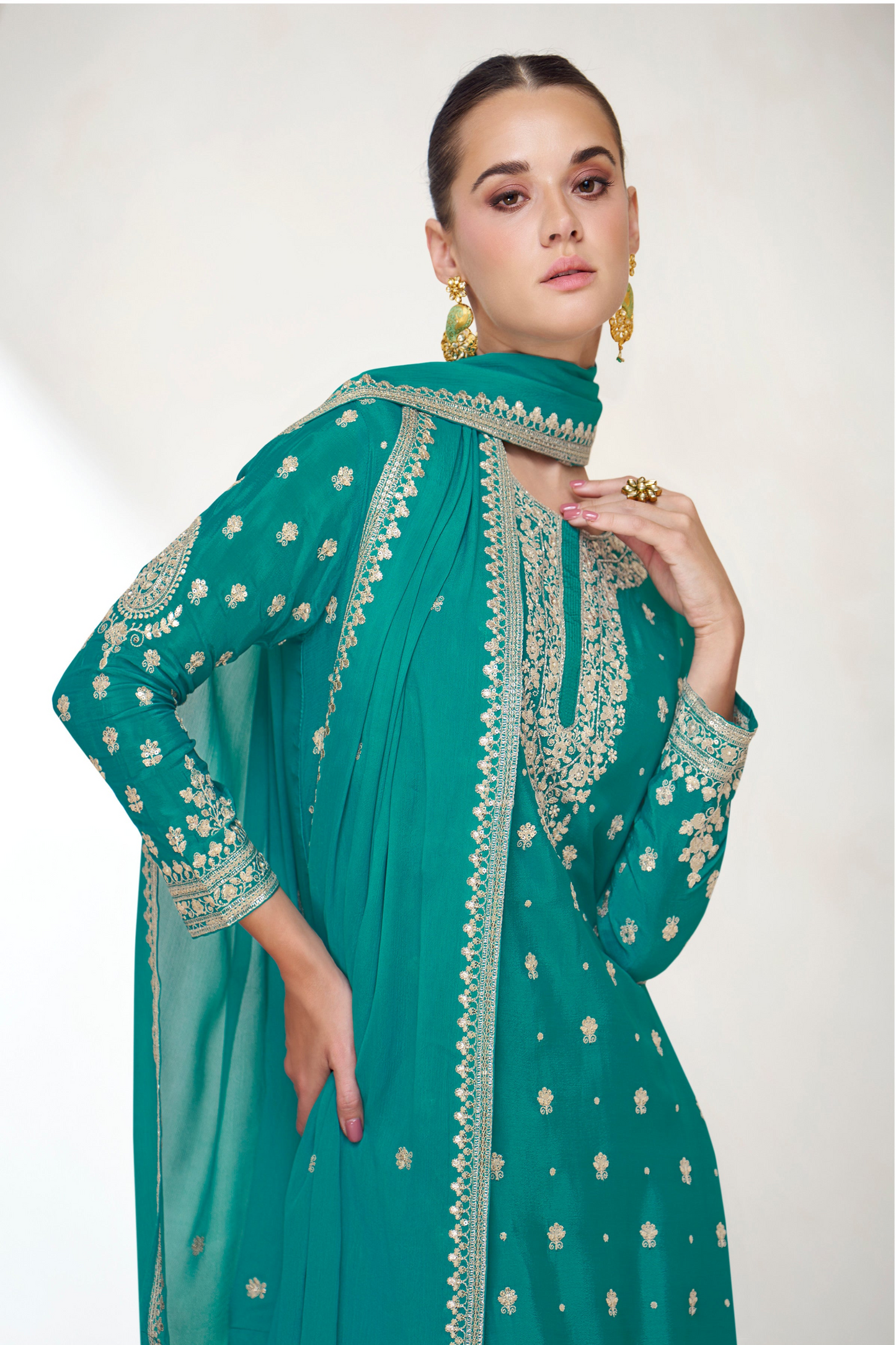 Women's Desinger Indian Wedding Function Party Readt to Wear Salwar Kameez Sharara Dupatta Suit