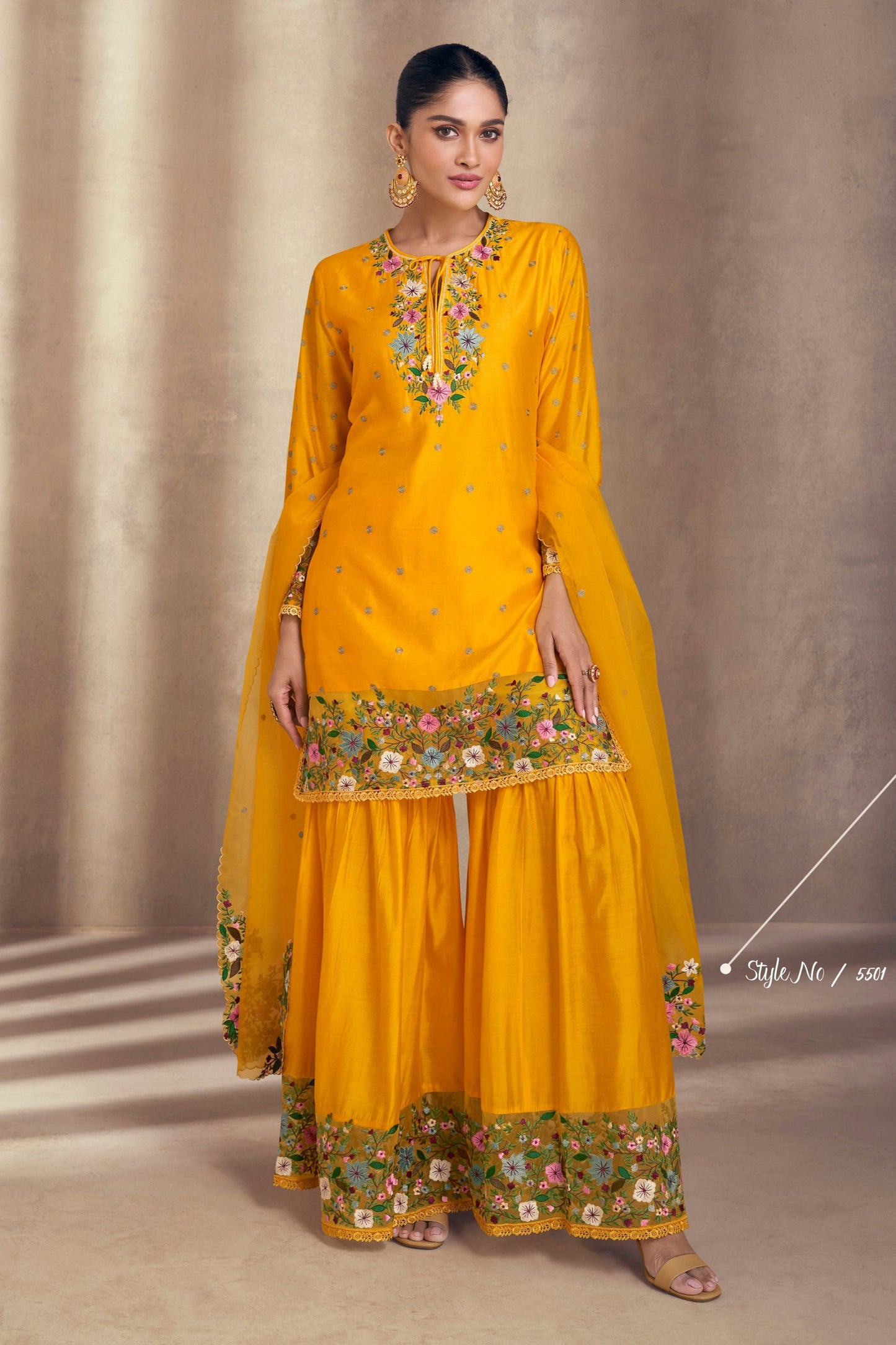 Elegant Embroidered Salwar Kameez Sharara Set for Festive Occasions and Party