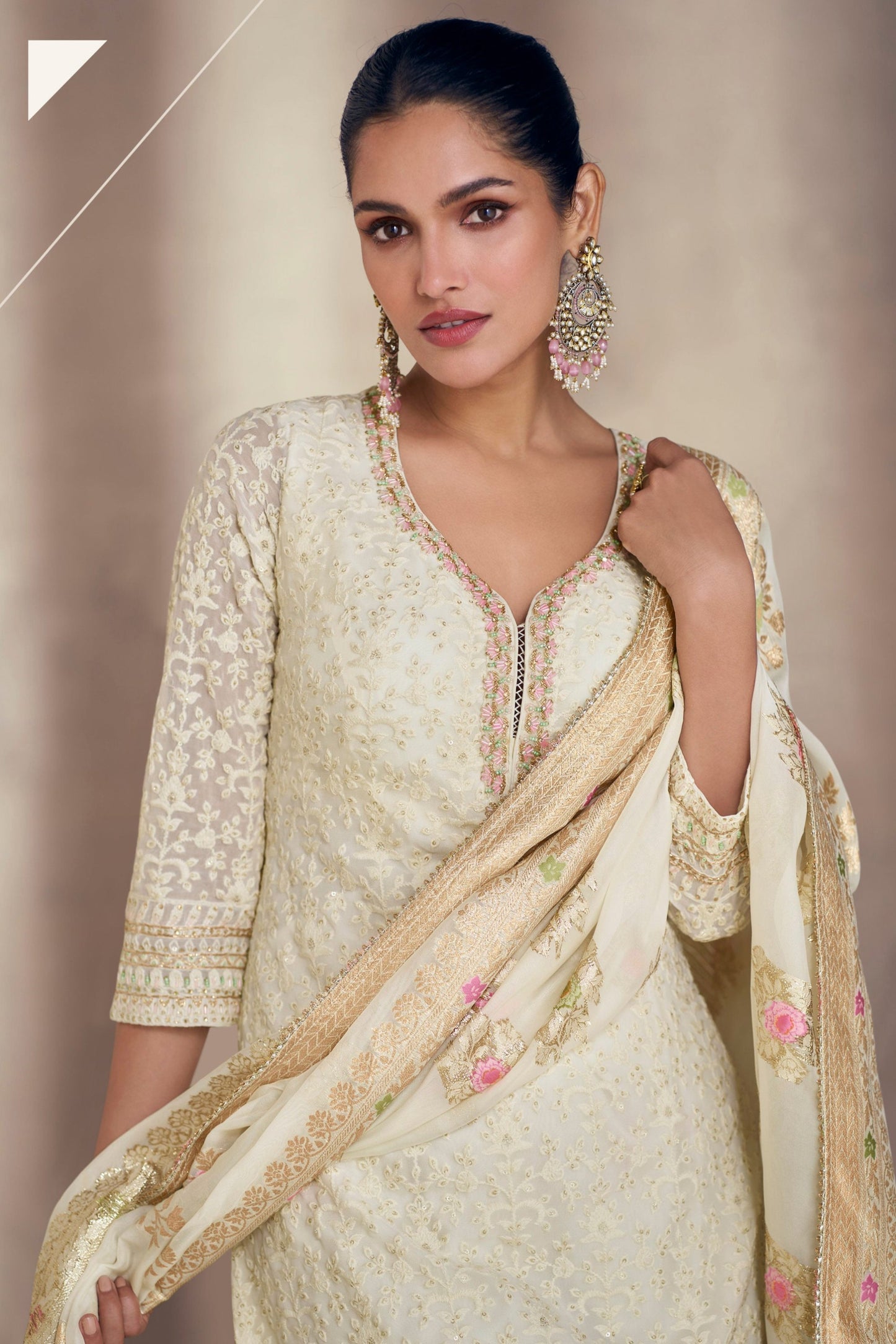 Traditional Salwar Kameez Sharara with Stunning Print and Embroidery Work