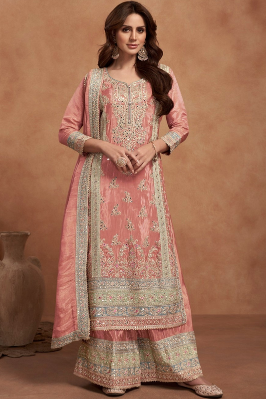 Wedding Function Party Wear Stylish Shalwar Kameez Palazzo Stitched Dupatta Dresses