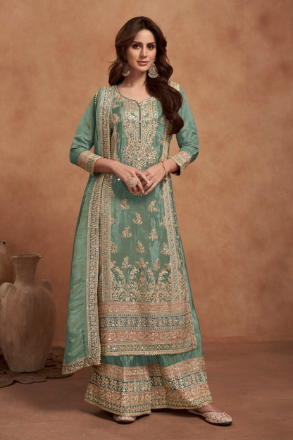 Beautiful Pakistani Stylish Heavy Embroidery worked Salwar Kameez Stitched Dupatta Dresses