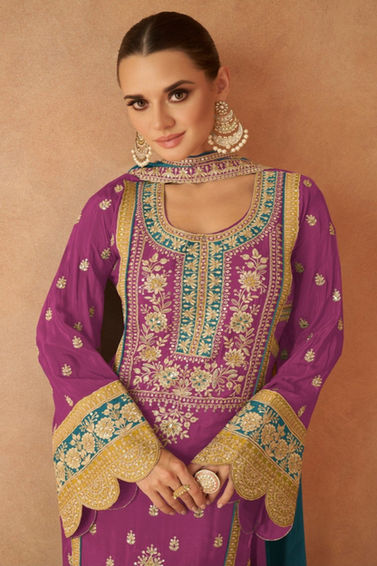 Indian Pakistani Reception Party Wear Stitched Stylish Salwar Kameez Palazzo Dupatta Suit