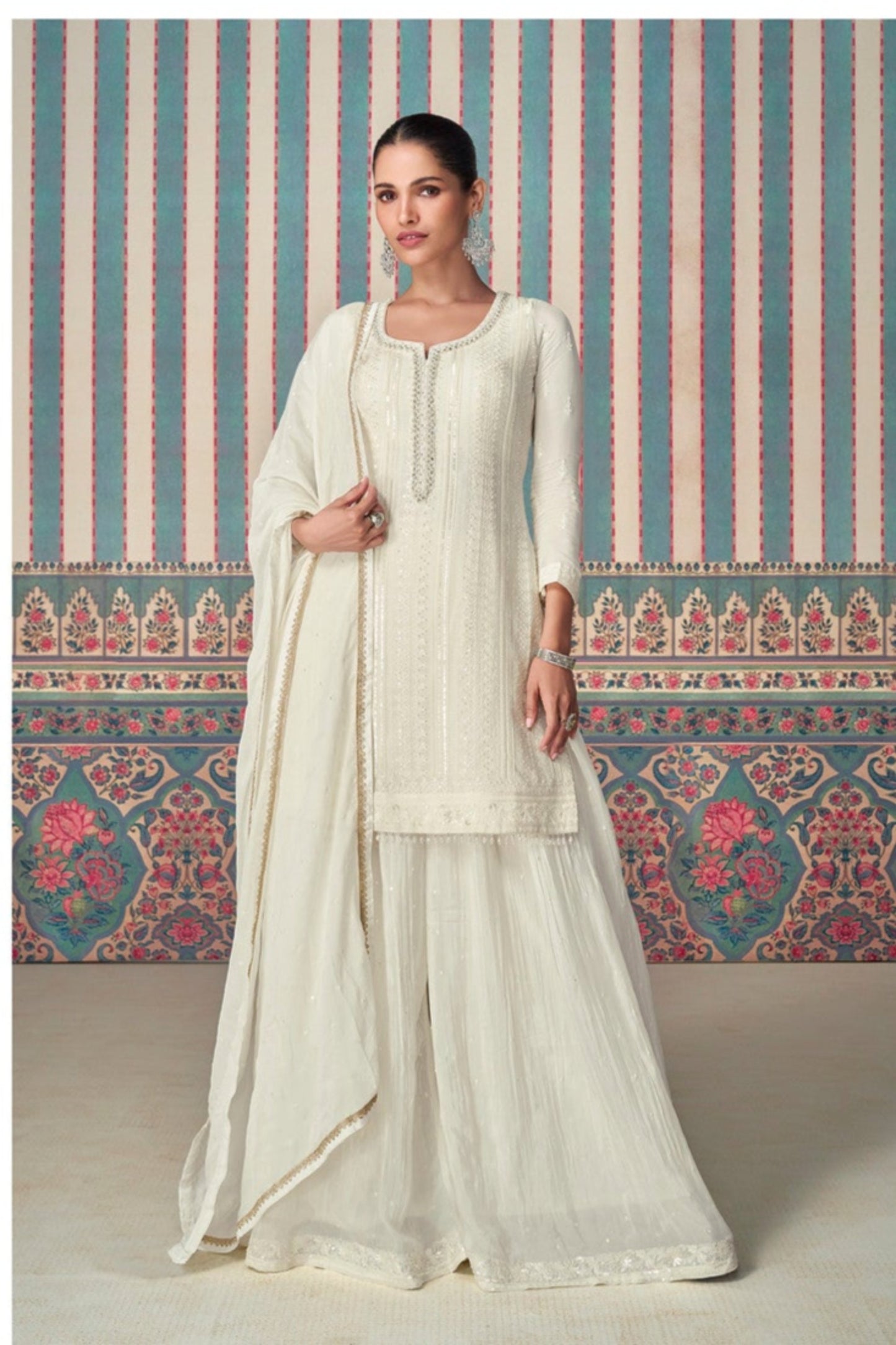 Real chinnon silk INDIAN-PAKISTANI party wear salwar kameez