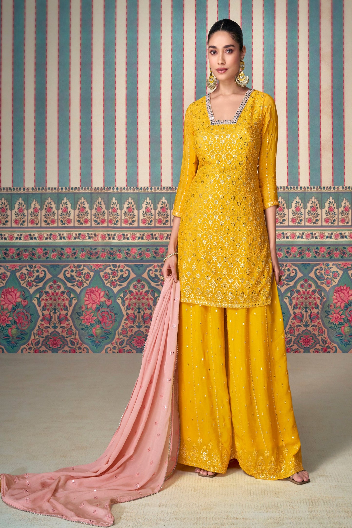 Real chinnon silk INDIAN-PAKISTANI party wear salwar kameez