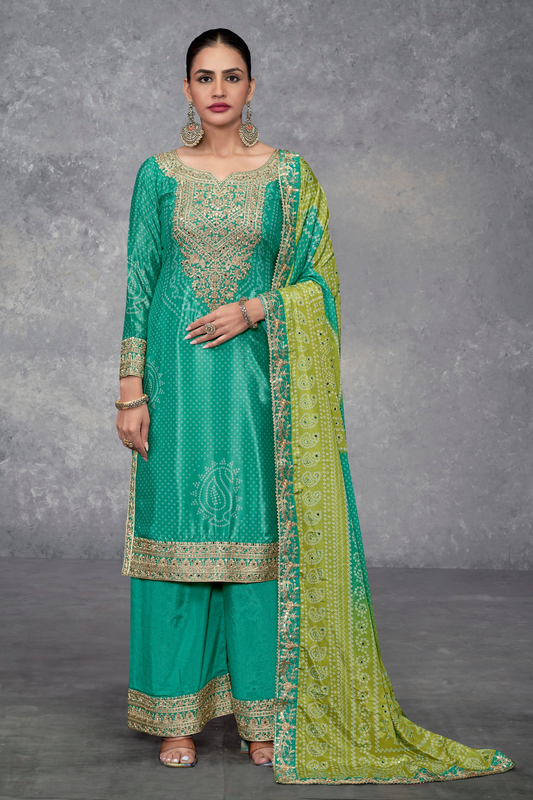 Bollywood style sky blue party wear salwar kameez palazzo suits