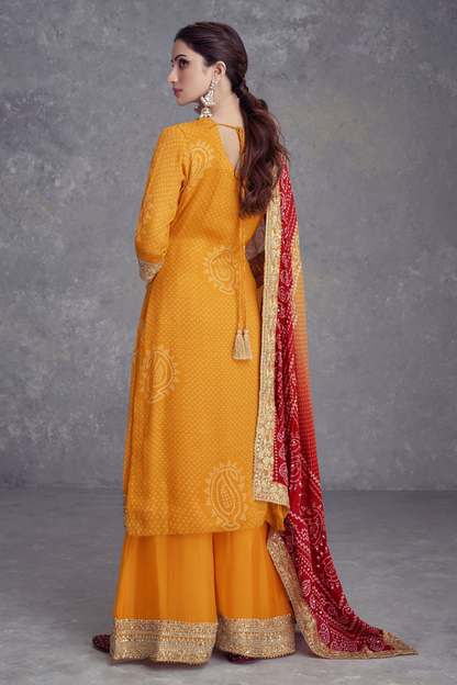 Indian Wedding Haldi Function Wear Salwar Kameez Plazzo Suits Beautiful Embroidery Worked Dresses