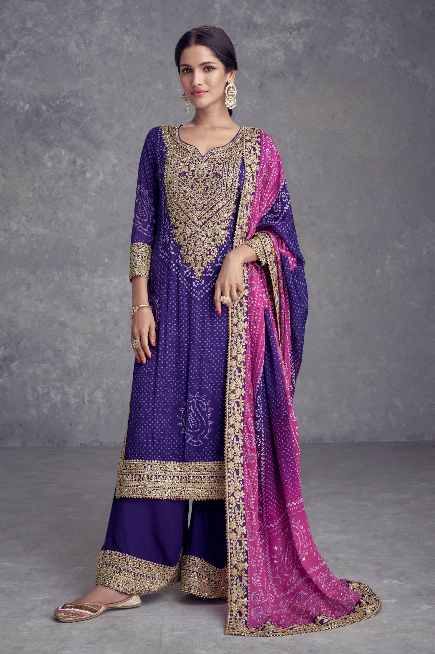 Royal Purple Color Heavy Embroidery Worked Salwar Kameez Plazzo Suits